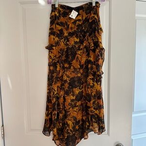 Floral ruffle midi skirt